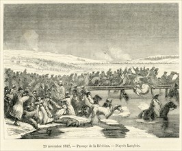 29 novembre 1812. Passage de la Bérésina. Russie. D'après Langlois.