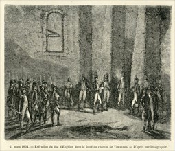 21 mars 1804. Exécution du duc d'Enghien dans le fossé du château de Vincennes.