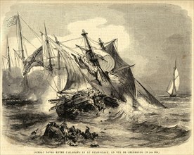 Combat naval entre l'Alabama et le Kearseage, en vue de Cherbourg (19 juin 1864).