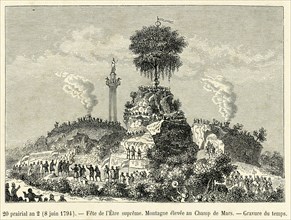 Révolution. 20 prairial an 2 (8 juin 1794). Fête de l'Etre suprême. Montagne élevée au Champ de