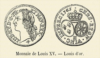 Louis XV. 1761. Monnaie. Louis d'or. Gravure 19e.