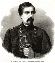 Le général Mac Clellan, candidat à la présidence de l'Union. Guerre de Sécession (1864). Il fut