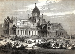 1864. Le nouveau palais de l'Industrie, à Amsterdam. Pays-Bas.