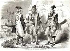 Japon. Soldats japonais en costume de guerre (1864).