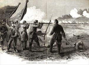 Amérique. Guerre de Sécession. Bataille de Cedar Creek, dans la vallée de la  Shenandoah, le 18