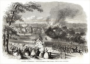 Amérique. 1864. Guerre de Sécession. Entrée des Confédérés à Rome (Géorgie).
