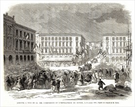Arrivée à Nice, l'Empereur et l'Impératrice de Russie, le 21 octobre 1864.