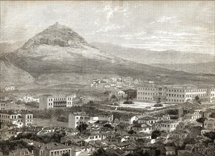 1864. Vue du Palais royal d'Athènes.