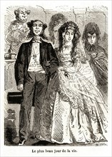 Caricature. La vie quotidienne des Anglais. Angleterre. Un mariage anglais (1864).