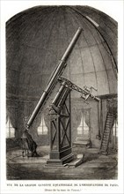 Vue de la grande lunette équatoriale de l'Observatoire de Paris (Dôme de la tour de l'ouest). 1864.
