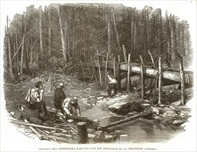 1864. Travaux des chercheurs d'or sur l'un des affluents de la Chaudière (Canada).
