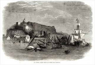 Le Fort Neuf dans le port  de Corfou (1864).