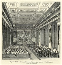28 janvier 1823. Ouverture de la session législative, au Louvre. D'après Renoux.
