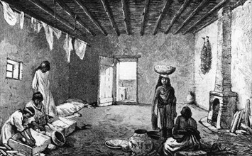 Indiens. Chambre dans une maison Zuni. 1880.