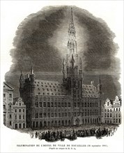Illumination de l'Hôtel de Ville de Bruxelles, le 26 septembre 1864.