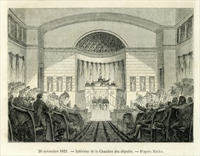 30 novembre 1821. Intérieur de la Chambre des députés, d'après Marlet.