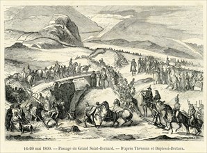 16 - 20 mai 1800. Passage du Grand Saint-Bernard. D'après Thévenin et Duplessi-Bertaux. Guerres