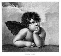 Un ange par Raphaël. Gravure.