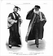1907. Mark Twain et le général Booth, les deux nouveaux Docteurs de l'Université d'Oxford.