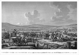 Epopée napoléonienne. Napoléon 1er. Napoléon visite les travaux du siège de Dantzig, dirigés par le