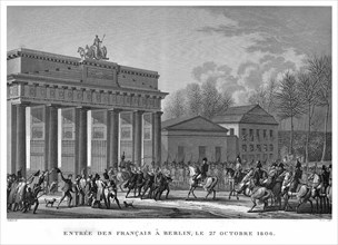 Epopée napoléonienne. Napoléon 1er. Entrée des Français à Berlin, le 27 octobre 1806.