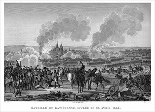 Epopée napoléonienne. Napoléon 1er. Bataille de Ratisbonne, livrée le 23 avril 1809.