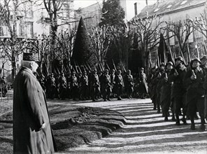 Marshal Pétain reviewing troops, 1941