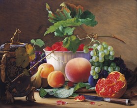 Balsgaard, Still Life of Peaches, Pomegranates and Raspberries