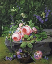 Normann, Still Life with Roses and Bluebells