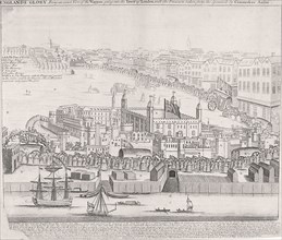 View of the Tower of London from the River Thames, 1744. Artist: Anon