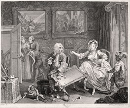 'In high keeping by a Jew', plate II of The Harlot's Progress, 1732. Artist: William Hogarth