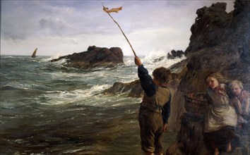 'Caught by the Tide', 1869. Artist: James Clarke Hook