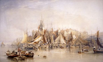 'Billingsgate, First Day of Oysters, Early Morning', 1843. Artist: Edward Duncan