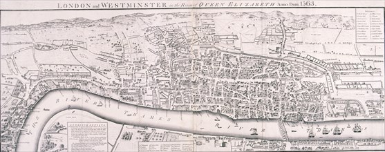 Map of London, 1789 representing Elizabethan London. Artist: Anon