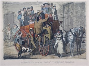 Brighton Coach leaving th Belle Sauvage Inn, London, c1840. Artist: Anon