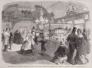 Exhibition at Coachmakers' Hall, Noble Street, London, 1865. Artist: Anon