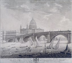 Blackfriars Bridge, London, 1783. Artist: I Wells