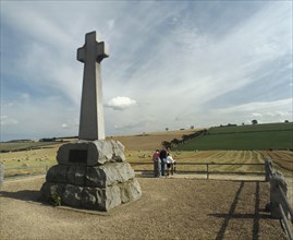 Memorial cross at Flodden Field, site of Battle of Flodden 1513, Northumberland, 1994