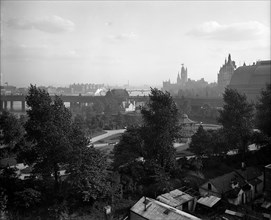A panorama looking south-west over Victoria Embankment, London, 1901