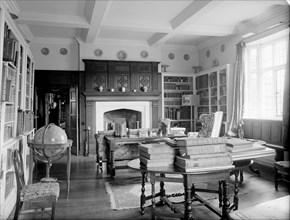 The library at Pitchford Hall, Shropshire, 1959