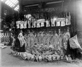 Butcher's display for the Armour Company at Smithfield Market, London