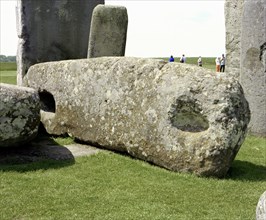 A lintel stone at Stonehenge, Amesbury, Wiltshire, 2000
