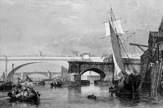 Part of the Old and New London Bridges', 1832