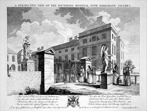 A Perspective View of the Foundling Hospital with Emblematic Figures', 1749