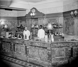The marble 'Long Bar' in the Trocadero Restaurant, c1950