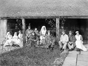 Soldiers and nurses at Great Dixter, Northiam, East Sussex, WWI, 1916