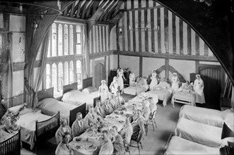 Soldiers and nurses at Great Dixter, Northiam, East Sussex, WWI, 1916