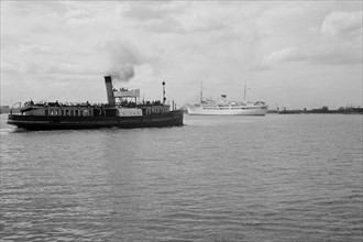 Vessels on the River Thames at Gravesend, Kent, c1945-c1965