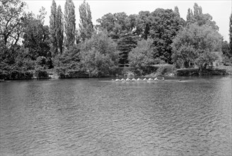 Eton boys rowing on the River Thames, Eton, Berkshire, c1945-c1965