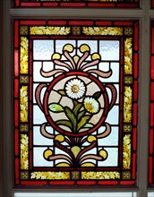 Stained glass window at Uffculme Hospital, Birmingham, West Midlands, 2000